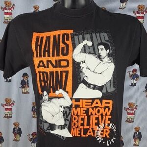 Rare 1990 Vintage Hans & Franz Saturday Night Live graphic black LG t-shirt